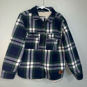 Outdoor Kids Plaid Button-Up Sherpa Lined Shirt Medium
